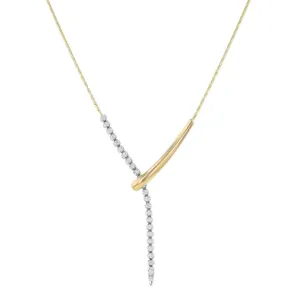 14K Yellow And White Natural Diamonds Lariat Necklace