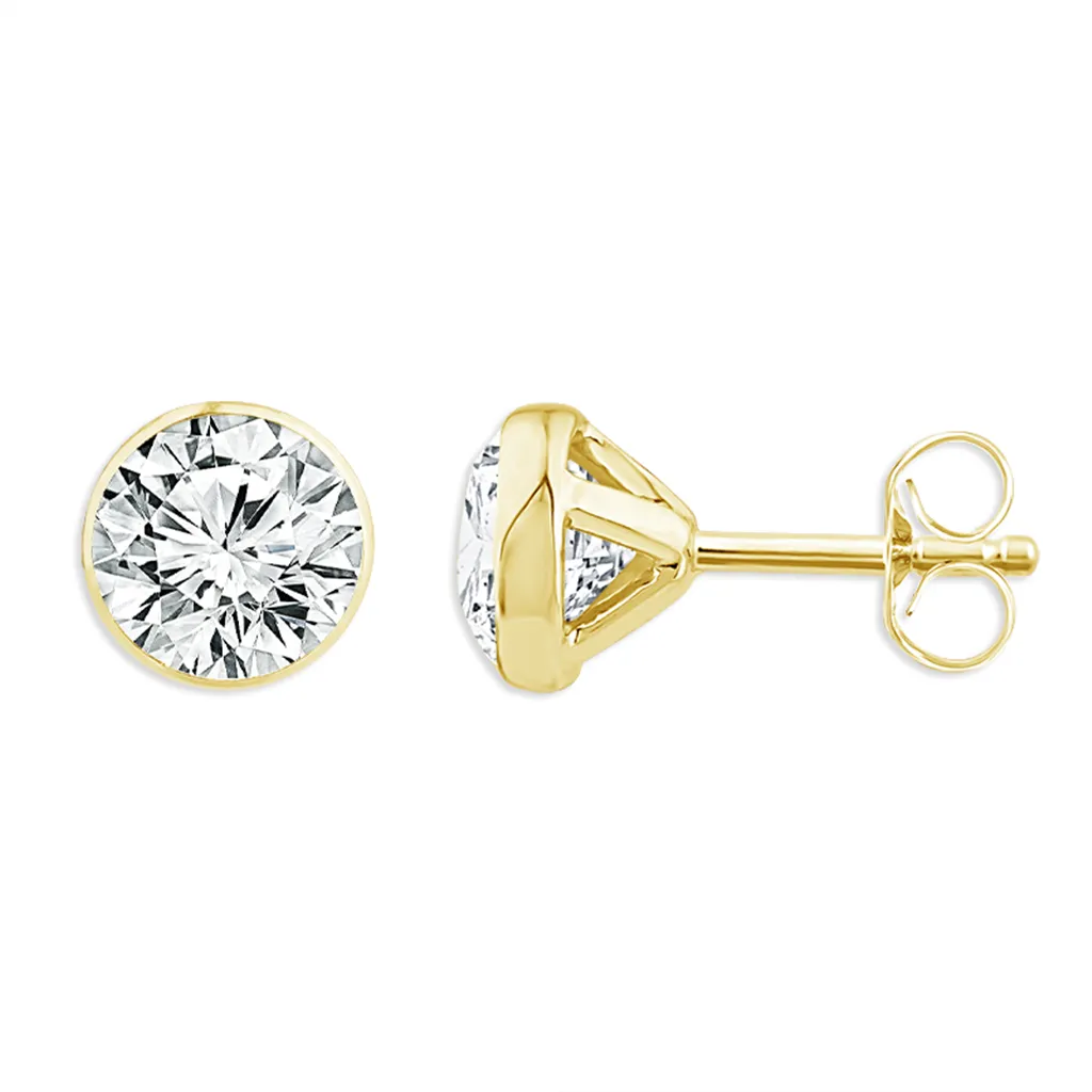 14K Yellow Gold 1.00 CTW Round Lab Grown Diamonds Stud Earrings
