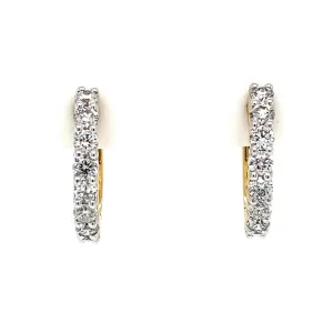 14K Yellow Gold 16mm Diamond Huggie Earrings