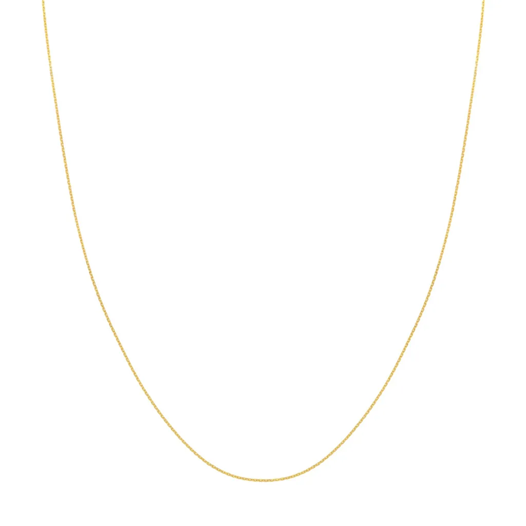 14K Yellow Gold 18 Inches Diamond Cut Cable Chain
