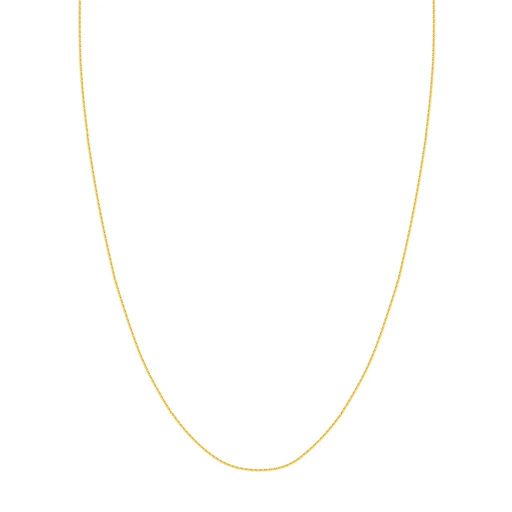 14K Yellow Gold 18 Inches Round Wheat Chain