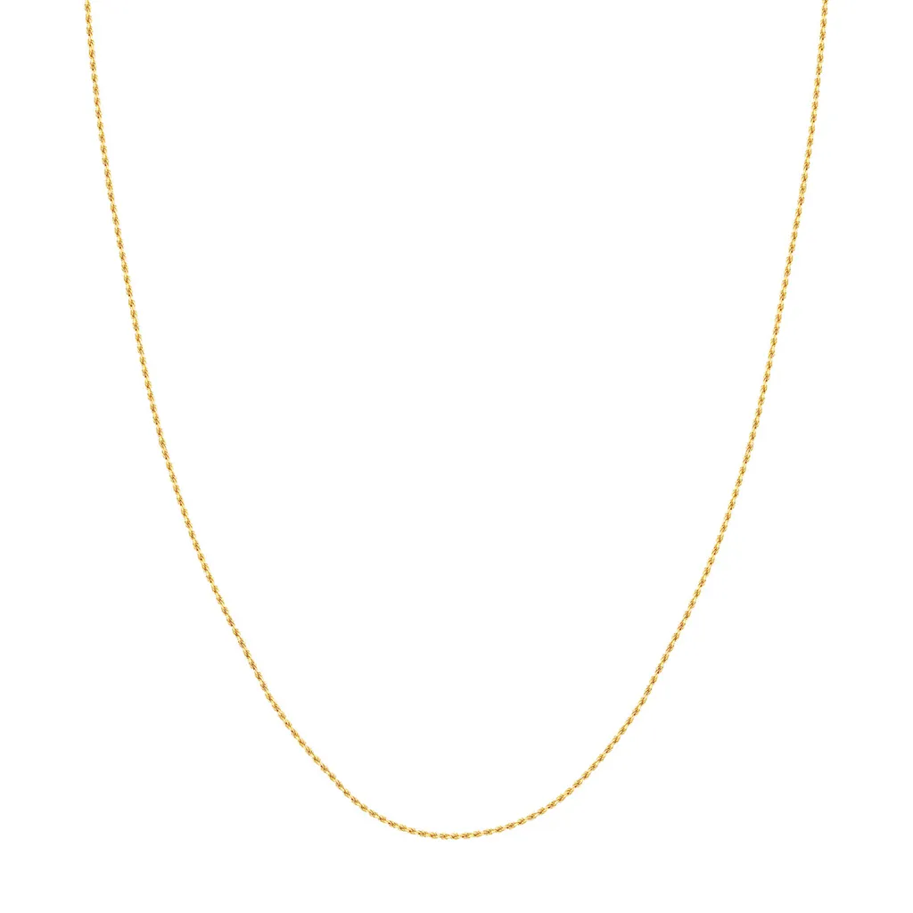 14K Yellow Gold 20 Inches Diamond Cut Rope Chain