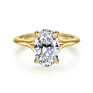14K Yellow Gold 'Alden' Hidden Halo Oval Natural Diamonds Engagement Ring