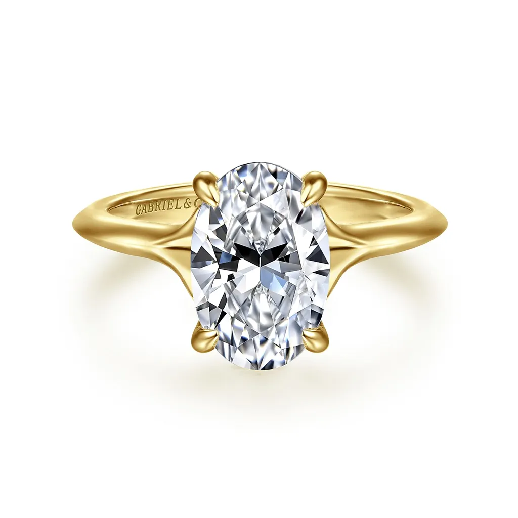 14K Yellow Gold 'Alden' Hidden Halo Oval Natural Diamonds Engagement Ring