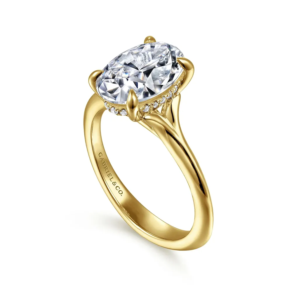14K Yellow Gold 'Alden' Hidden Halo Oval Natural Diamonds Engagement Ring