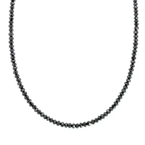 14K Yellow Gold Beaded Black Diamond Necklace