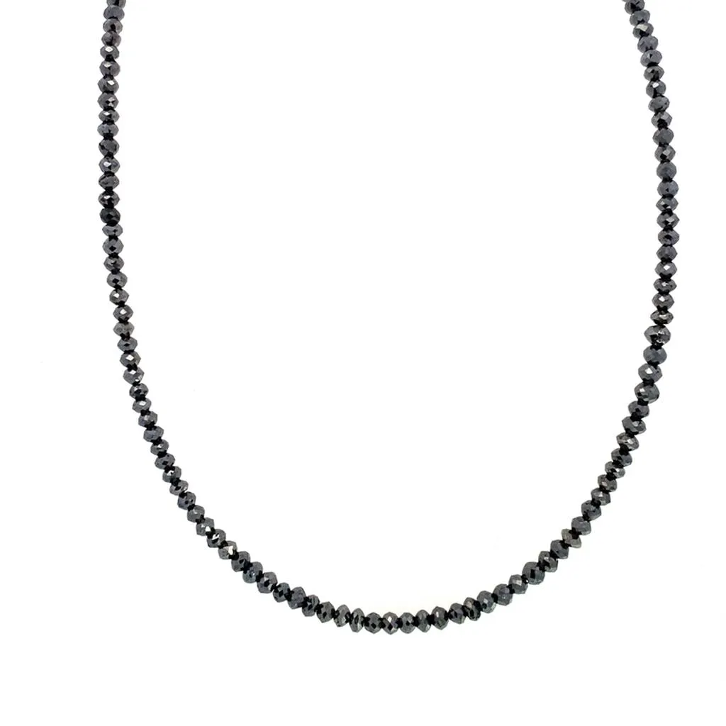 14K Yellow Gold Beaded Black Diamond Necklace