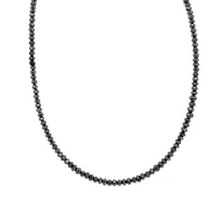 14K Yellow Gold Beaded Black Diamond Necklace