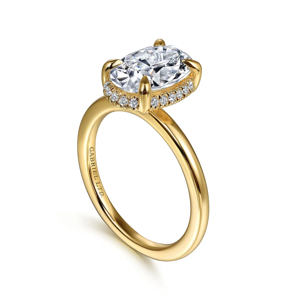 14K Yellow Gold 'Bonnie' Hidden Halo Oval Natural Diamonds Engagement Ring
