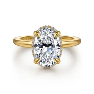 14K Yellow Gold 'Bonnie' Hidden Halo Oval Natural Diamonds Engagement Ring