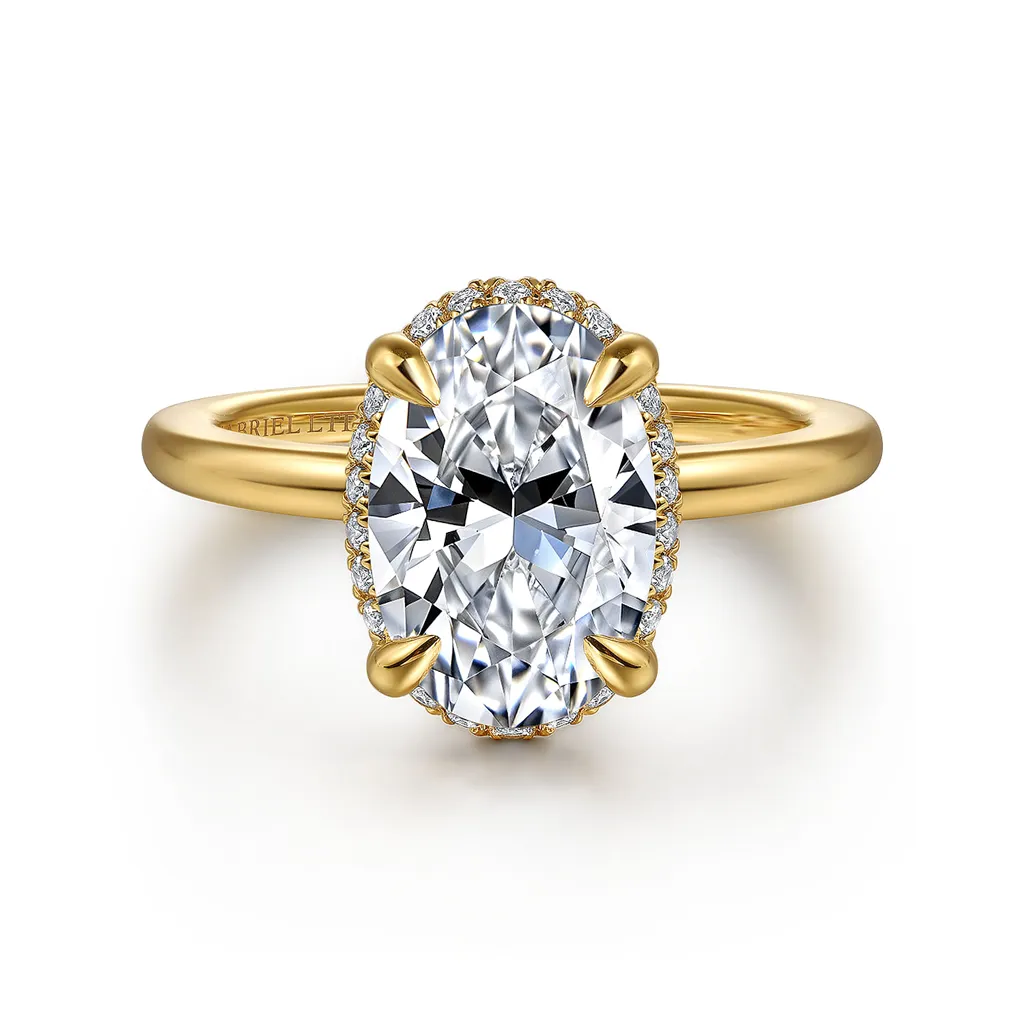 14K Yellow Gold 'Bonnie' Hidden Halo Oval Natural Diamonds Engagement Ring