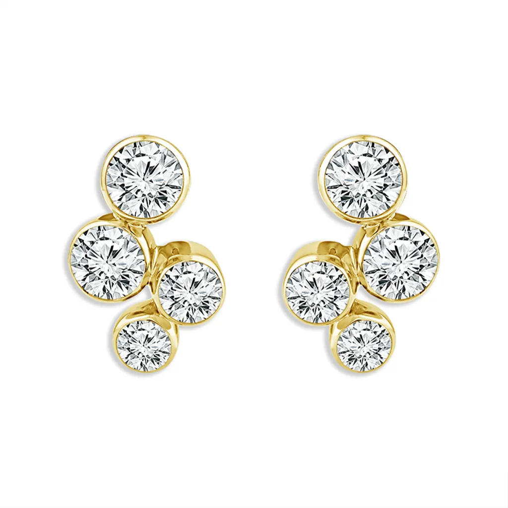 14K Yellow Gold Bubbles Drop Lab Grown Diamonds Drop Earrings