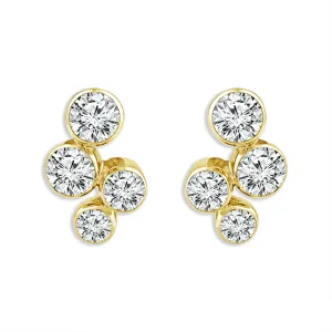 14K Yellow Gold Bubbles Drop Lab Grown Diamonds Drop Earrings