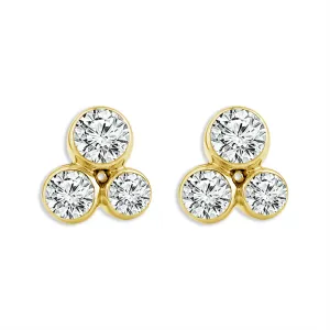 14K Yellow Gold Bubbles Stud Lab Grown Diamonds Stud Earrings