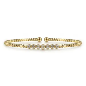 14K Yellow Gold Bujukan Bead and Cluster Diamond Bangle