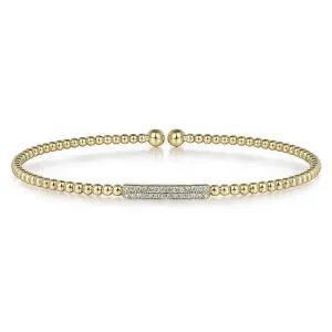 14K Yellow Gold Bujukan Bead Cuff Bracelet with 0.13cttw Diamonds