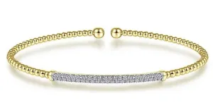 14K Yellow Gold Bujukan Diamond Bar Split Bangle