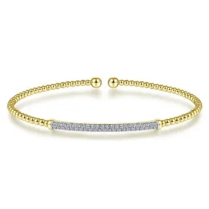 14K Yellow Gold Bujukan Diamond Bar Split Bangle