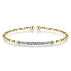 14K Yellow Gold Bujukan Diamond Bar Split Bangle