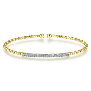 14K Yellow Gold Bujukan Diamond Bar Split Bangle