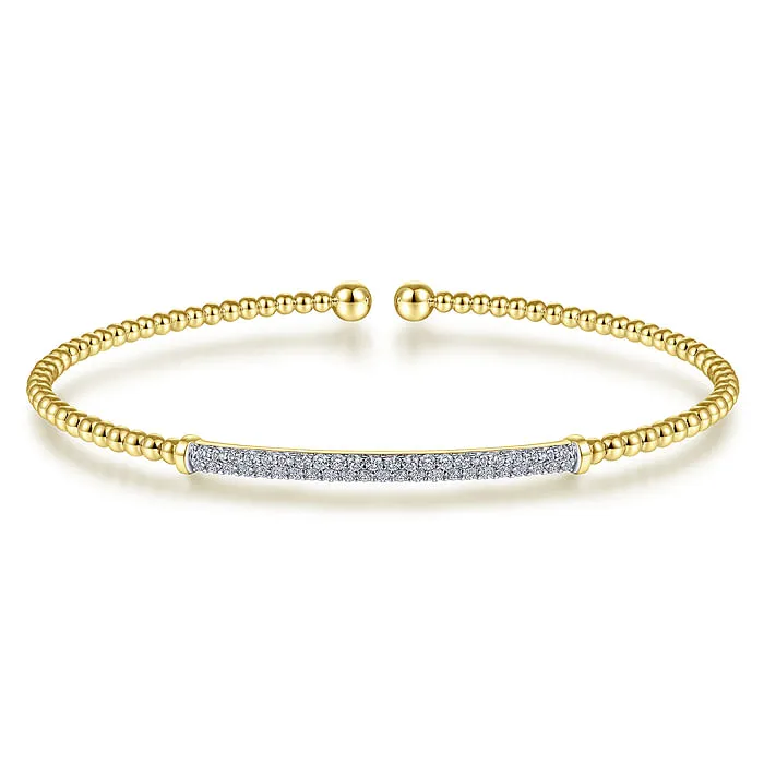 14K Yellow Gold Bujukan Diamond Bar Split Bangle