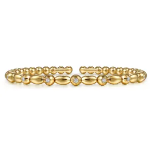 14K Yellow Gold Bujukan Diamond Split Bangle Bracelet