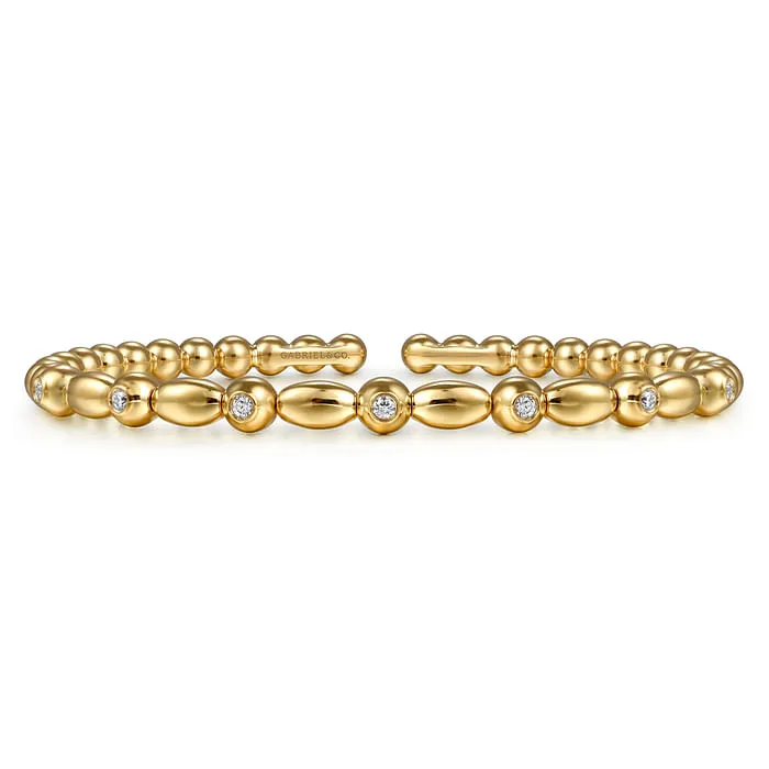 14K Yellow Gold Bujukan Diamond Split Bangle Bracelet