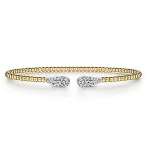 14K Yellow Gold Bujukan Diamond Teardrops Bangle