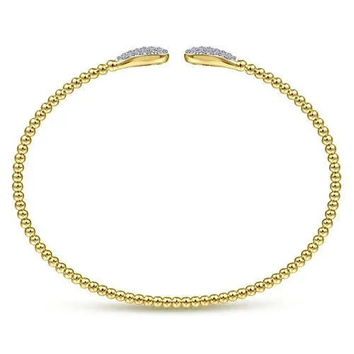 14K Yellow Gold Bujukan Diamond Teardrops Bangle