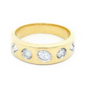 14K Yellow Gold Contemporary Natural Diamonds Ring