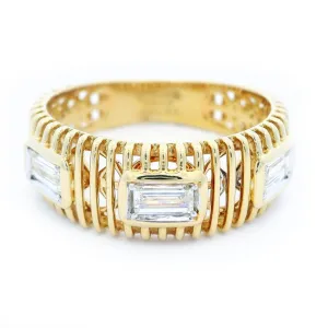 14K Yellow Gold Contemporary Natural Diamonds Ring