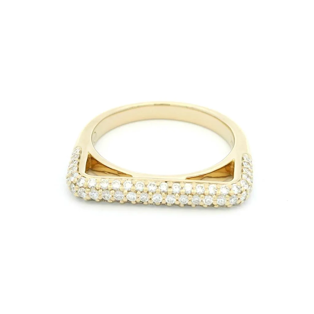 14K Yellow Gold Contemporary Natural Diamonds Ring