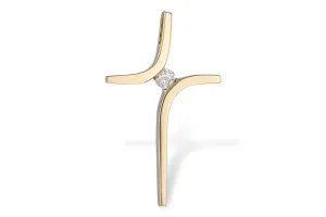 14K Yellow Gold Cross Diamond Pendant