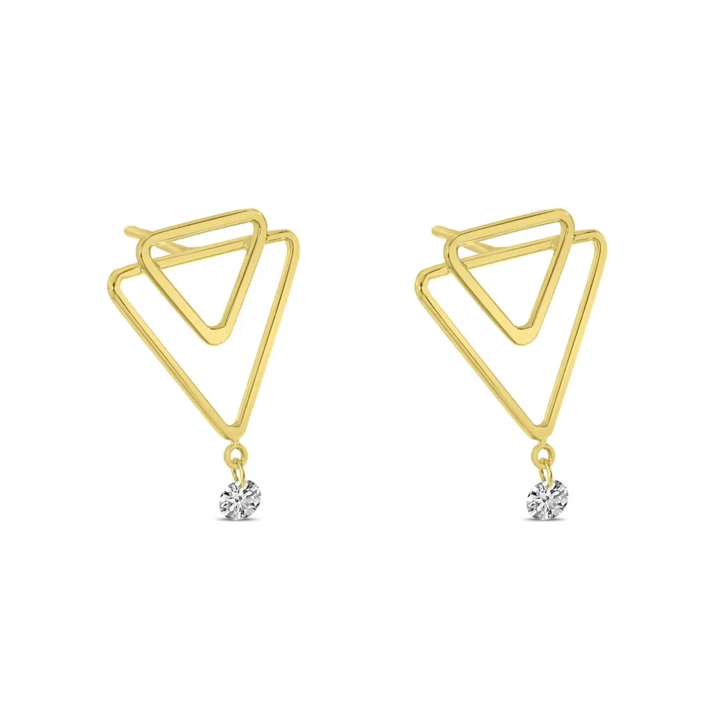 14K Yellow Gold Dangle Natural Diamonds Earrings