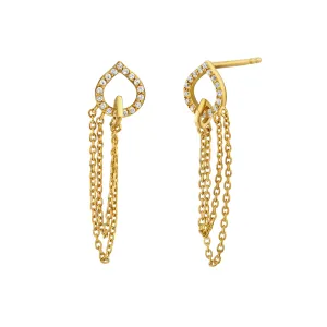 14K Yellow Gold Dangle Natural Diamonds Earrings