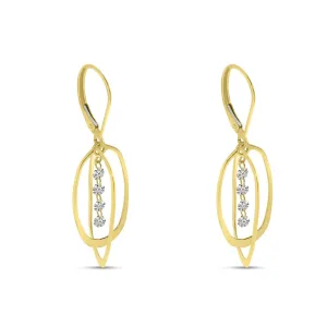 14K Yellow Gold Dangle Natural Diamonds Earrings