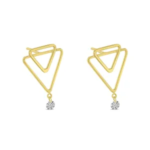 14K Yellow Gold Dangle Natural Diamonds Earrings