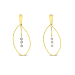 14K Yellow Gold Dangle Natural Diamonds Earrings