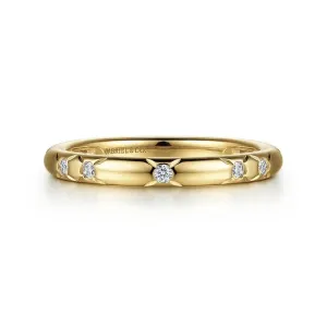 14K Yellow Gold Diamond Ladies Stackable Ring