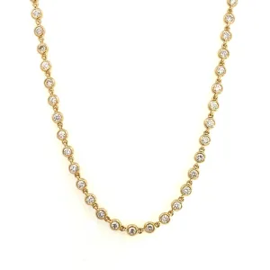 14K Yellow Gold Diamond Link Necklace