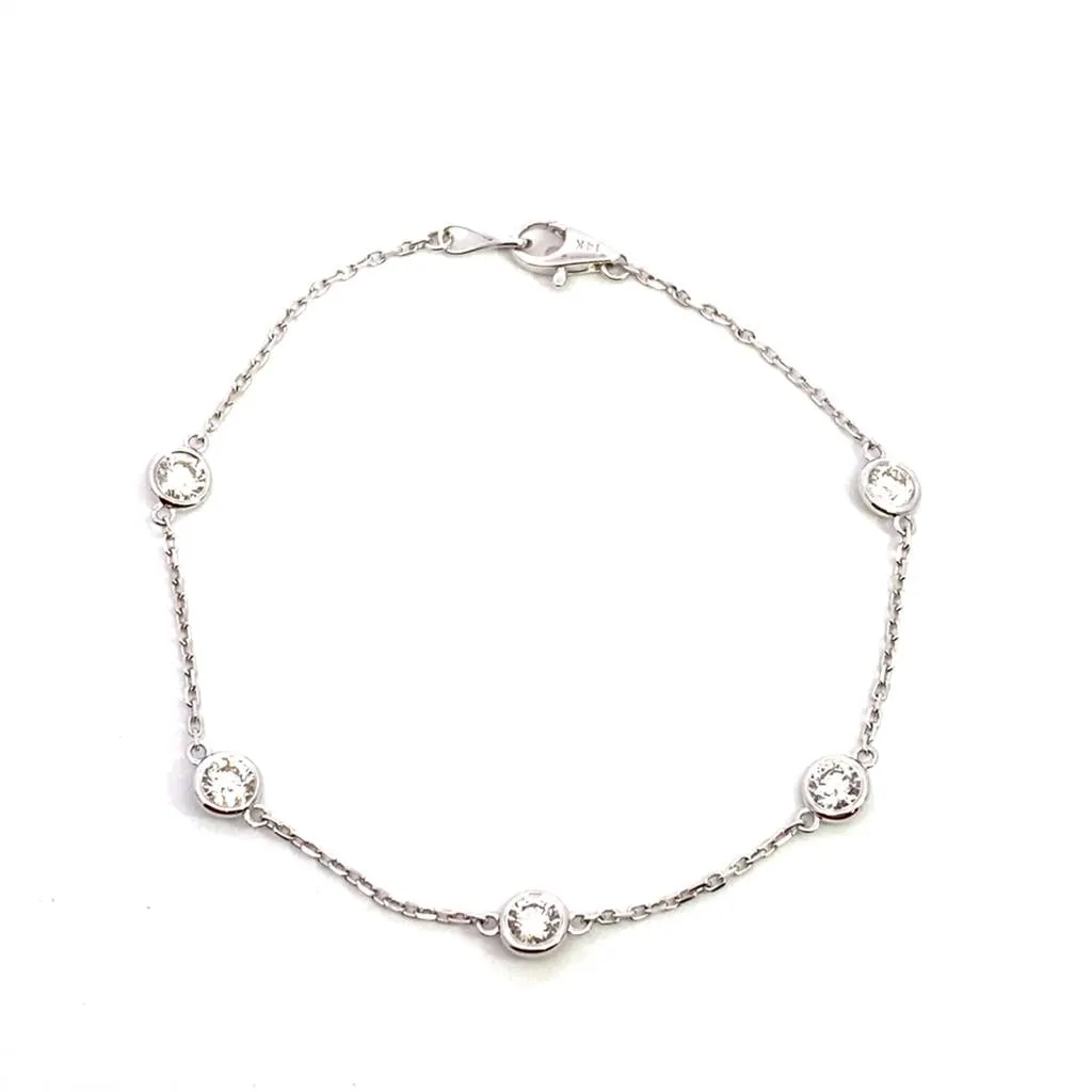 14K Yellow Gold Diamond Station Bracelet