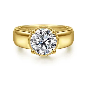 14K Yellow Gold 'Elza' Wide Band Round Natural Diamonds Engagement Ring