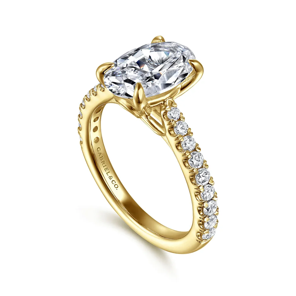 14K Yellow Gold 'Gaia' Classic Oval Natural Diamonds Engagement Ring