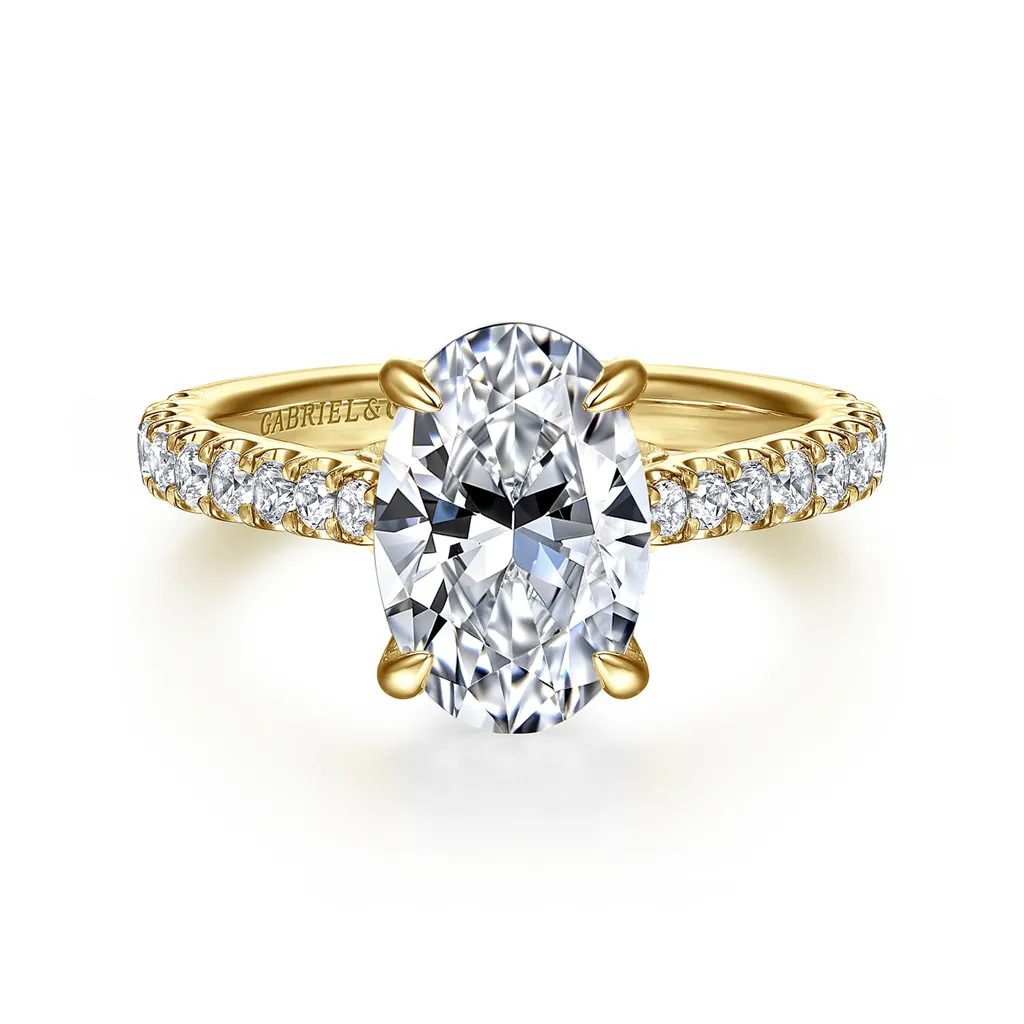 14K Yellow Gold 'Gaia' Classic Oval Natural Diamonds Engagement Ring