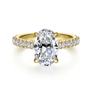 14K Yellow Gold 'Gaia' Classic Oval Natural Diamonds Engagement Ring