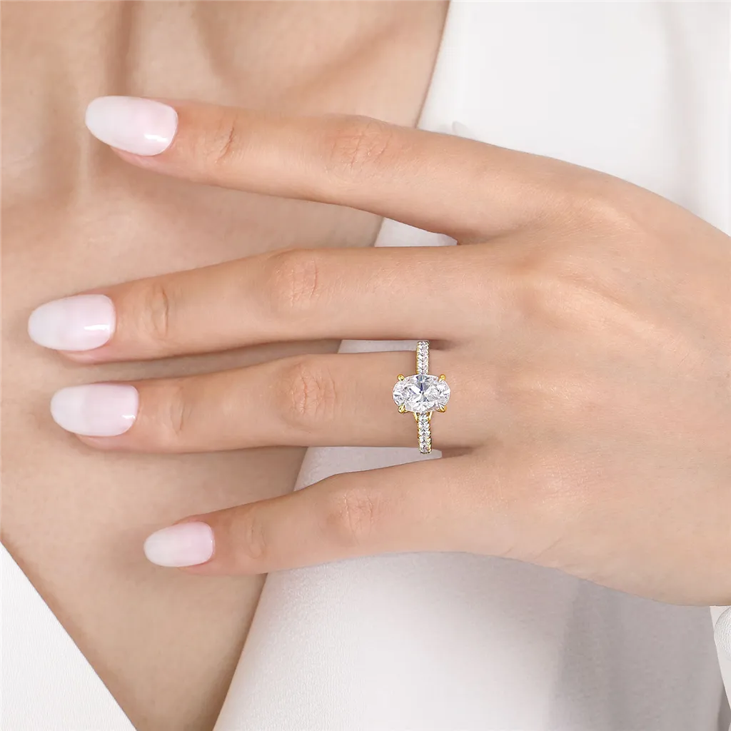 14K Yellow Gold 'Gaia' Classic Oval Natural Diamonds Engagement Ring