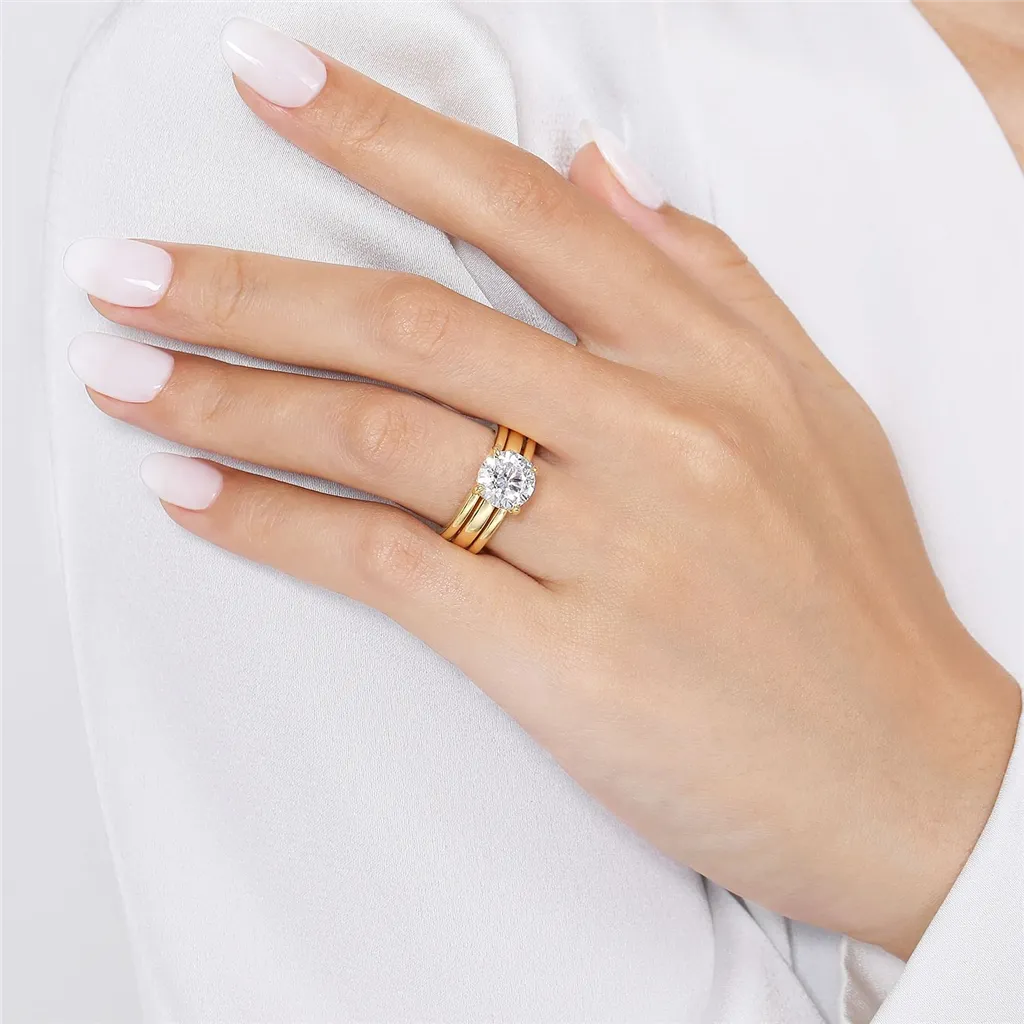 14K Yellow Gold 'Giova' Hidden Halo Round Natural Diamonds Engagement Ring