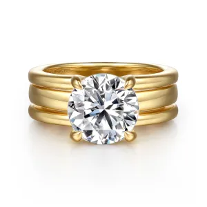 14K Yellow Gold 'Giova' Hidden Halo Round Natural Diamonds Engagement Ring