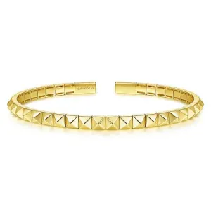 14K Yellow Gold Grommet Open Cuff Bracelet