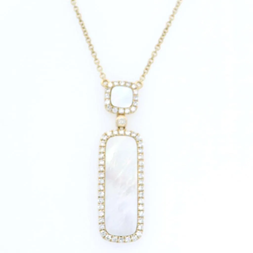 14K Yellow Gold Halo Moonstone And Diamond Necklace